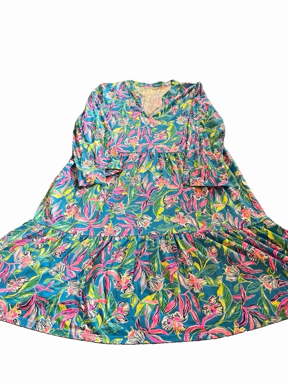 Lilly Pulitzer Alaina Dress Swing Keep On Beleafing Size L Bright Floral